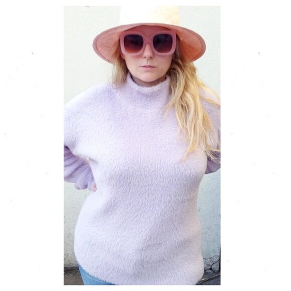 5/$100 SALE - French Connection Lilac Fuzzy Edith Sweater - Picture 3 of 7